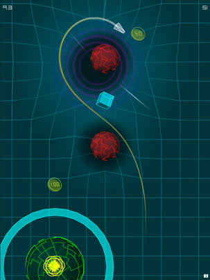 AGRAV iOS screenshot - Orbit and slingshot around heavy neutron stars.